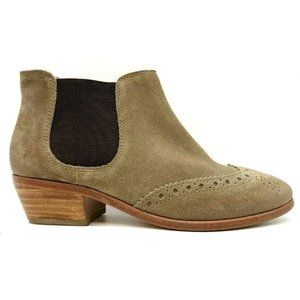Boden Brown Leather Wingtip Block Heel Chelsea Ankle Boots Shoes Women's 37 / 6